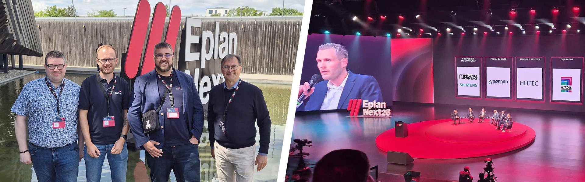 Gruppenfoto der SPIE Kollegen / Bühne der EPLAN Next26